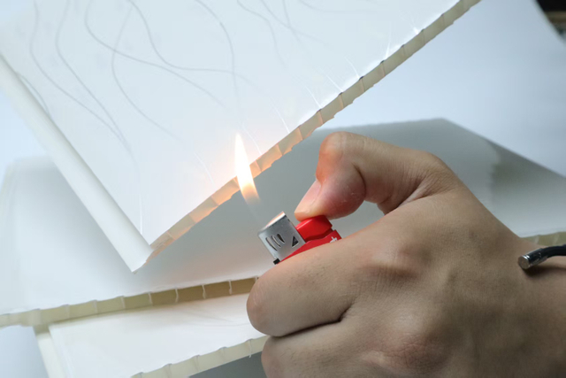 B1 Grade Fire Retardant PVC Ceiling Panel Factory Test