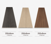 PVC ceiling panels in dark gray, light beige, and brown wood colors, 250x8mm, 2.6kg/sqm, high-quality waterproof interior ceiling boards, easy to install, elegant home decor