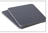 Detailed edge finish of custom-cut grey charcoal wood veneer sample.