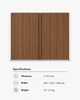 Front view of walnut wood grain PVC ceiling and wall panel for residential and commercial interiors