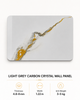 Front view of light grey carbon crystal wall panel with decorative gold and grey marble pattern