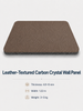 Brown leather-textured carbon crystal wall panel shown in an angled view with a durable black-gray core and rounded edges.