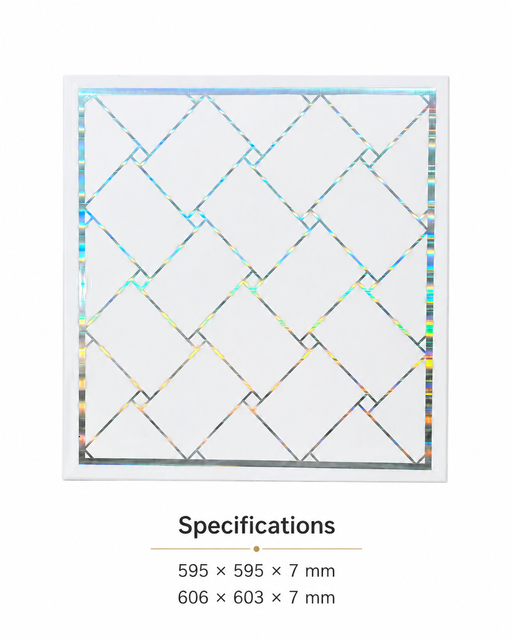 Silver Mirror PVC Square Panel Decorative Ceiling Tile 595x595mm Waterproof Interior Ceiling Panel Title Attribute
