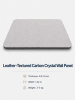 Ivory white leather-textured carbon crystal wall panel shown in an angled view with a black-gray core and rounded edges.