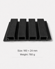 Black WPC Grille Wall Panel with hollow profile and textured wood grain for modern interior decoration