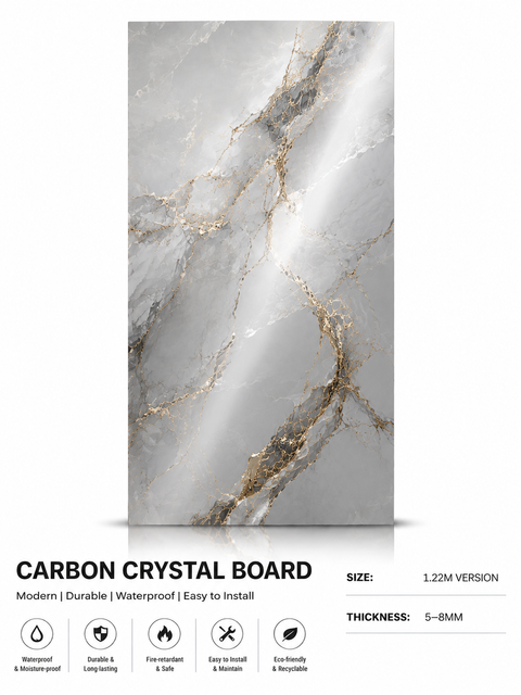 Luxury Marble Carbon Crystal Board Wall Panel 1.22M Waterproof Decorative Interior Panel