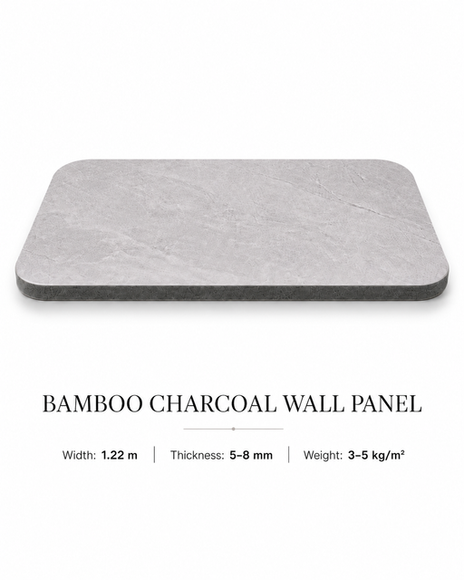 Carbon Crystal Wall Panel with light gray stone texture, 1.22 m width, 5–8 mm thickness, suitable for modern interior wall decoration