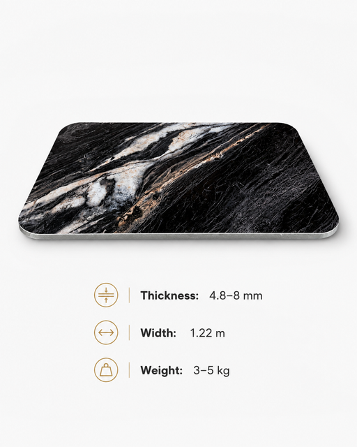 Black Marble Carbon Crystal Wall Panel with 4.8-8mm Thickness and 1.22m Width