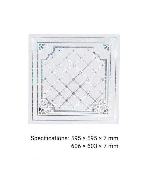 PVC Square Ceiling Panel Silver White Decorative Ceiling Tile Waterproof Interior Ceiling Board