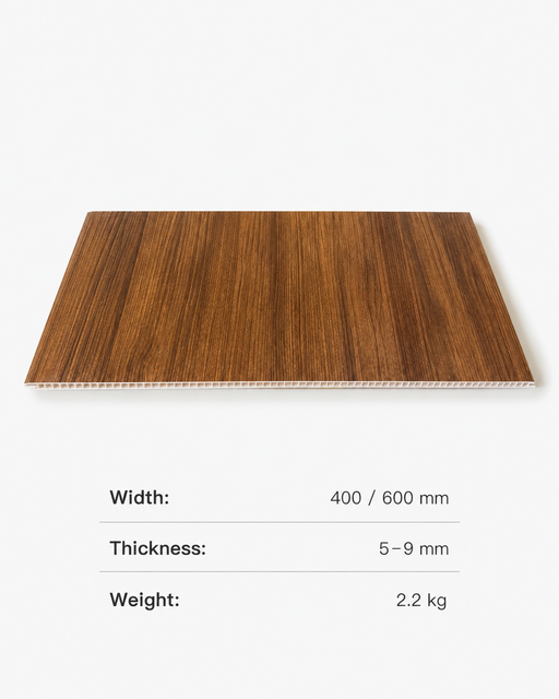 Brown Wood Grain PVC Wall Panel 400/600mm waterproof decorative interior wall cladding