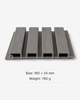 Gray WPC Grille Panel 160x24mm with wood grain surface for decorative wall and ceiling cladding