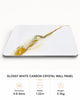 Glossy white carbon crystal wall panel with gold marble pattern, angled product display