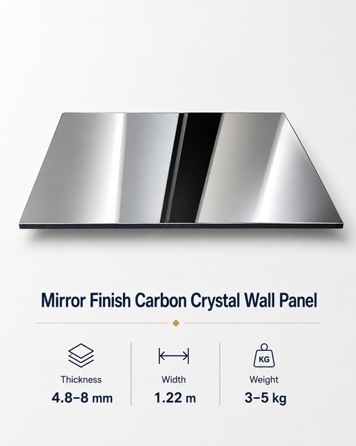 Mirror Surface Carbon Crystal Wall Panel with high gloss reflective finish for modern interior wall decoration