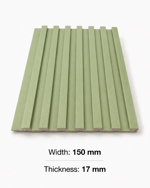 Light Green WPC Grille Wall Panel Modern Indoor Wall Decoration