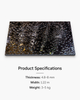 Angled view of black water ripple carbon crystal wall panel with glossy metallic surface and black edge