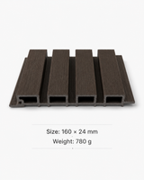 Dark brown WPC Grille Panel 160x24mm with wood grain hollow profile for interior wall and ceiling decoration