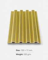 Gold Metallic WPC Grille Panel 150×17mm decorative fluted wall panel with lightweight 520g/m design