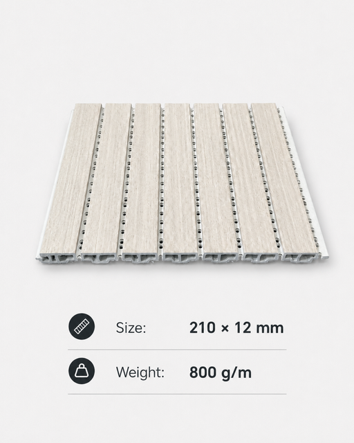 Light wood grain Bamboo-Wood Fiber Acoustic Slat Panel 210×12mm decorative sound absorbing wall panel