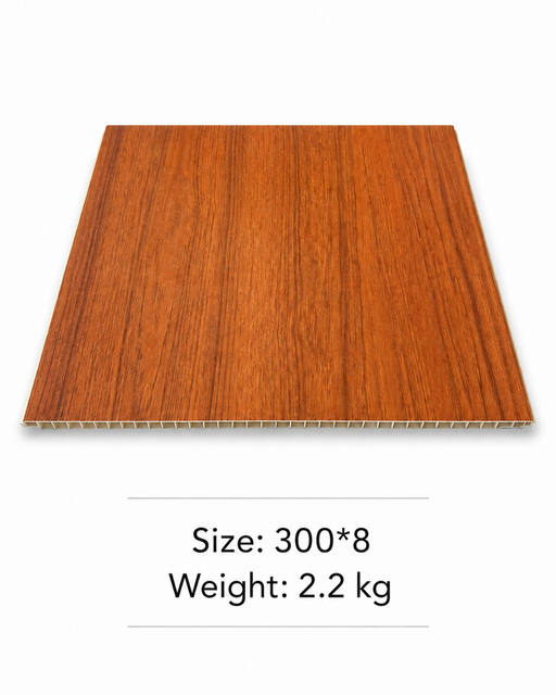 Orange Wood Grain PVC Ceiling Panel 300x8mm Waterproof Decorative Ceiling Board